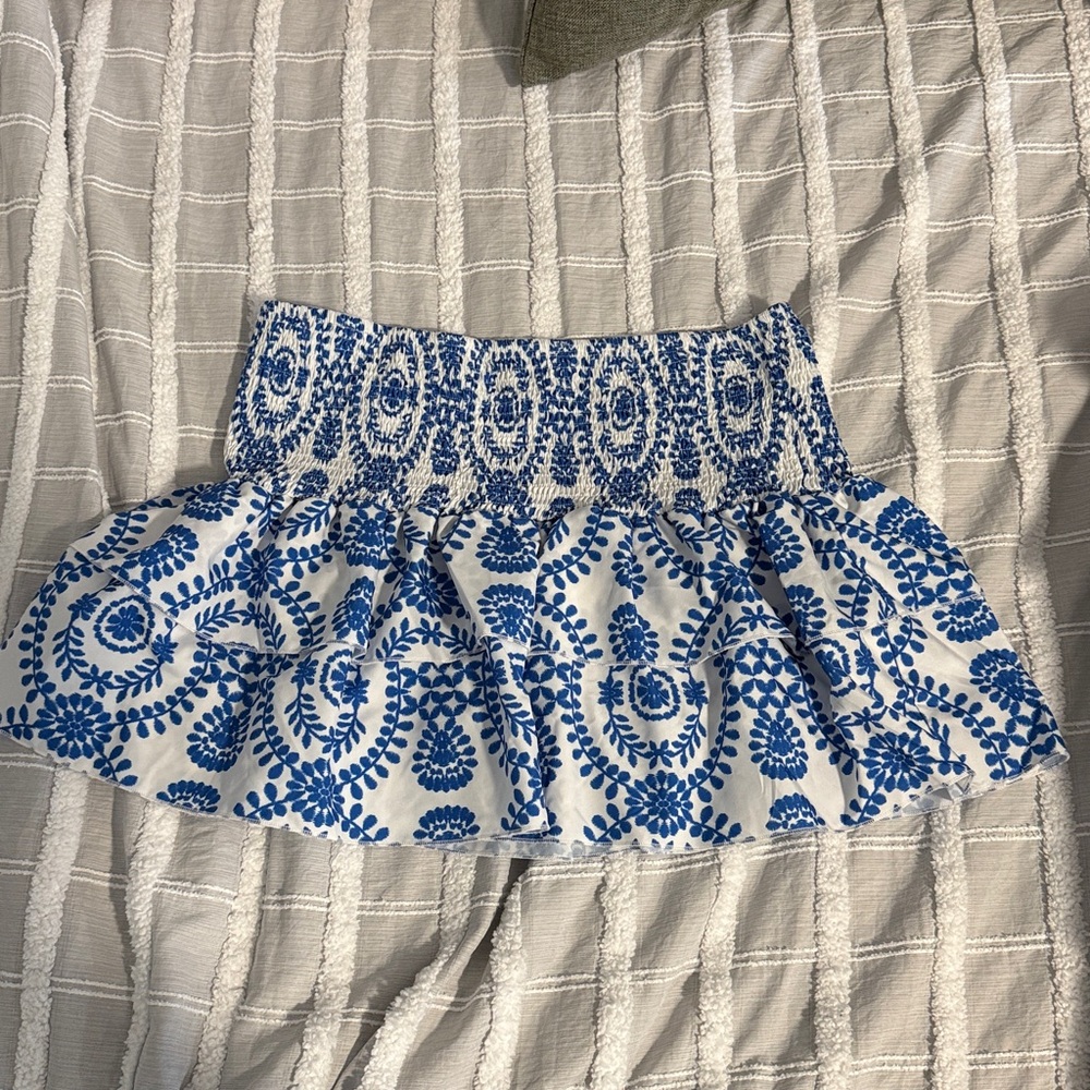 Blue and White Patterned Women's Skirt
